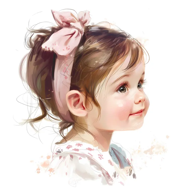 Girl with Pink Bow Smiling