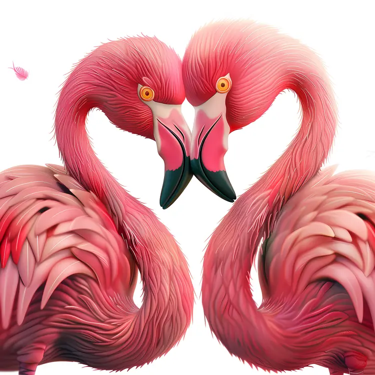 Heart-Shaped Pink Flamingos