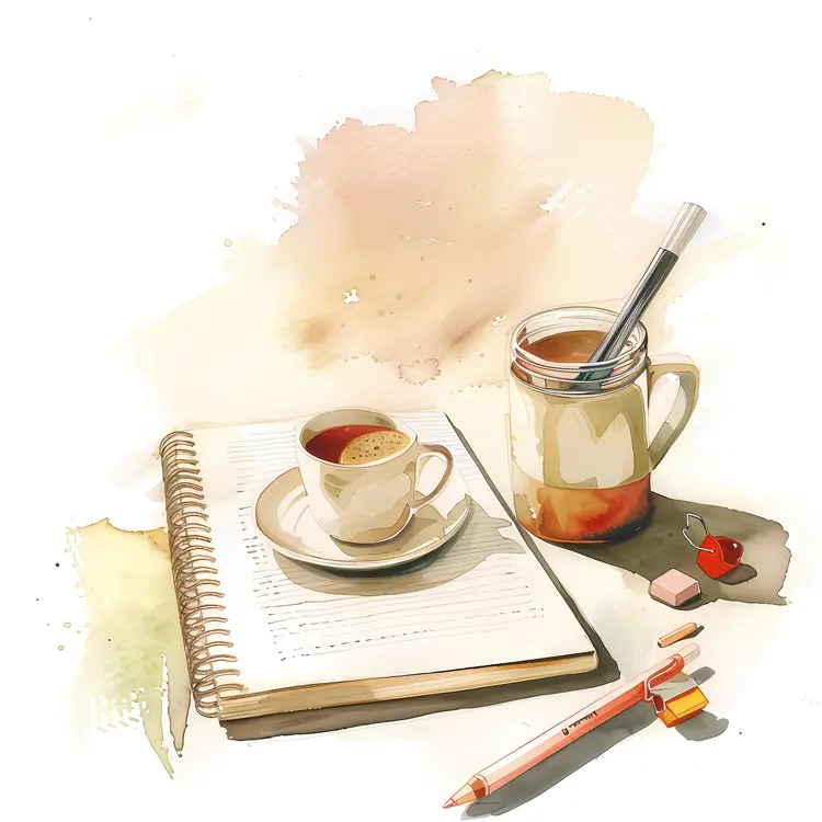 Coffee and Notebook for Relaxed Writing