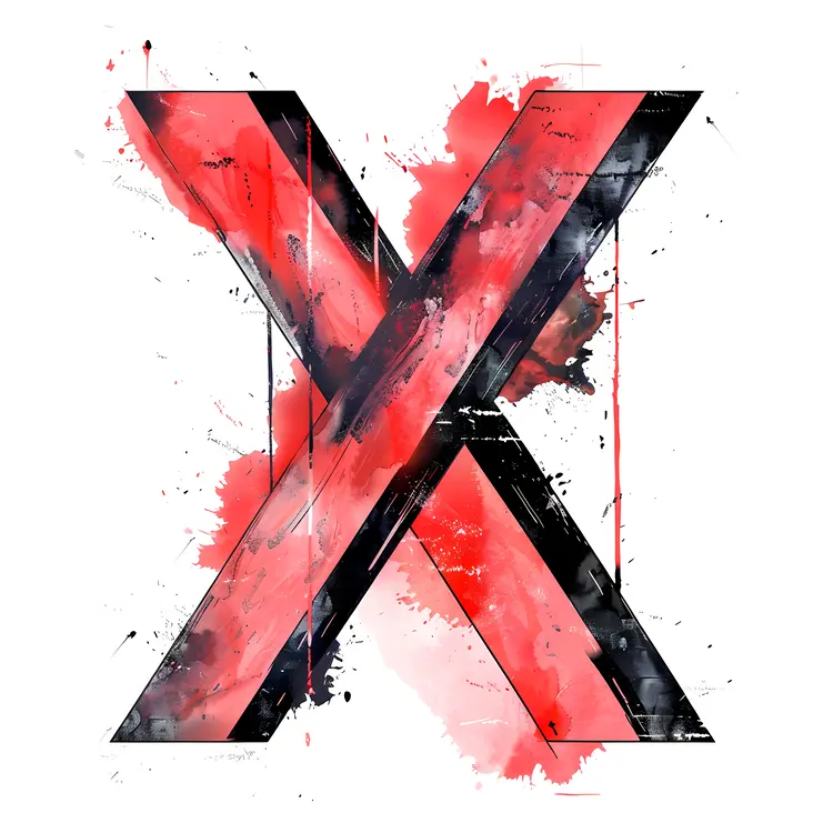 Bold Red Abstract Letter X