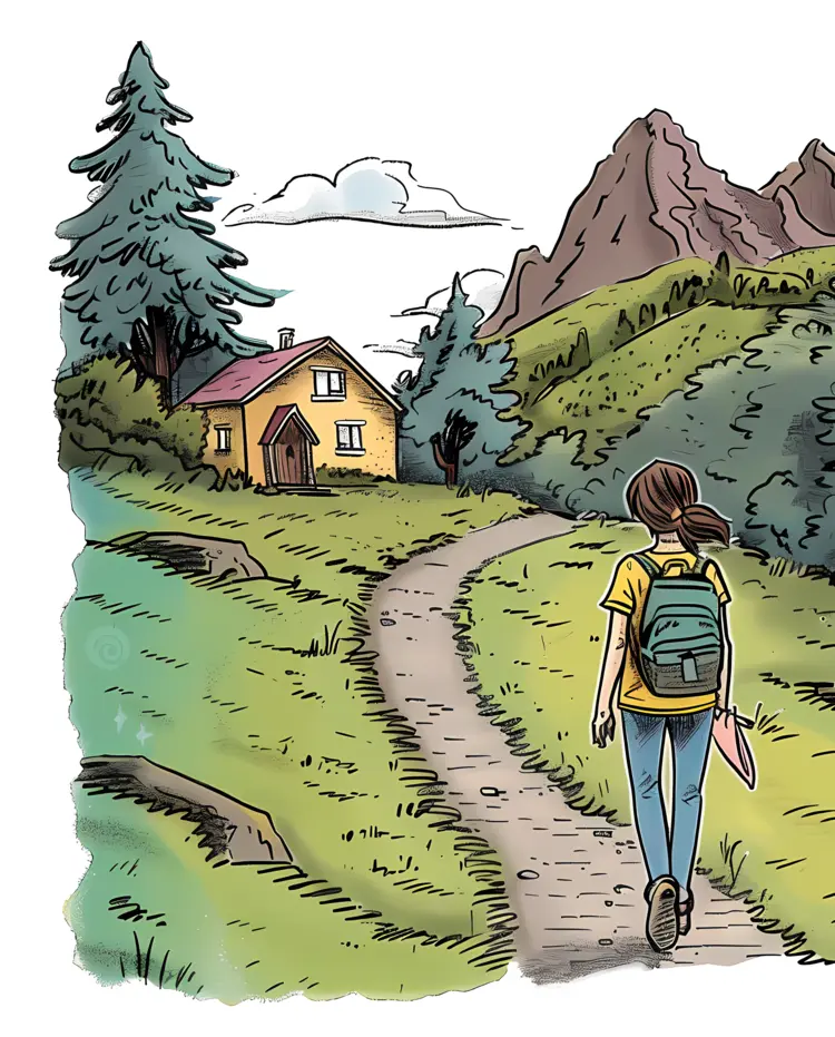 Girl Walking in Mountain Path for World Sauntering Day