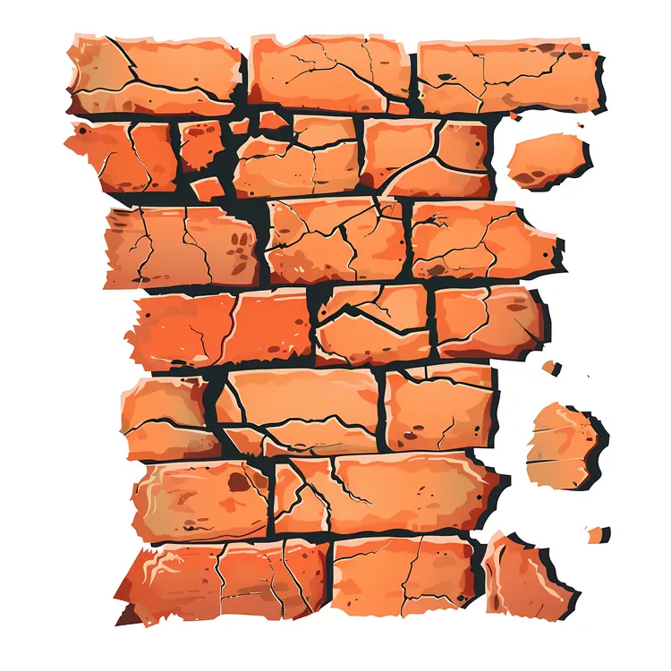 Cracked and Damaged Brick Wall