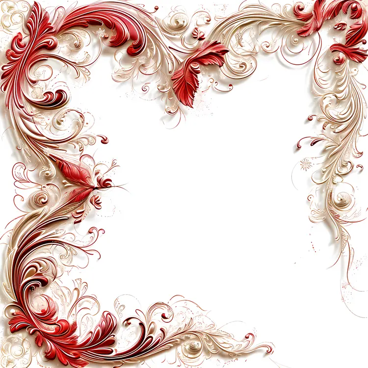 Red and Beige Swirls Frame