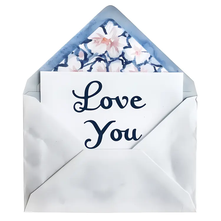 Love You Card with Floral Envelope