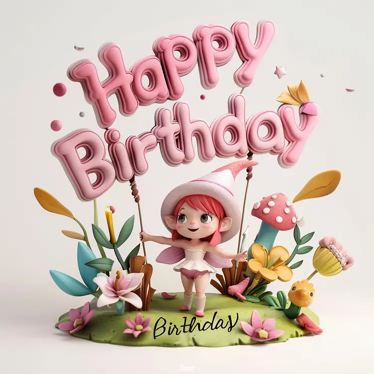 Happy Birthday with a Cute Fairy