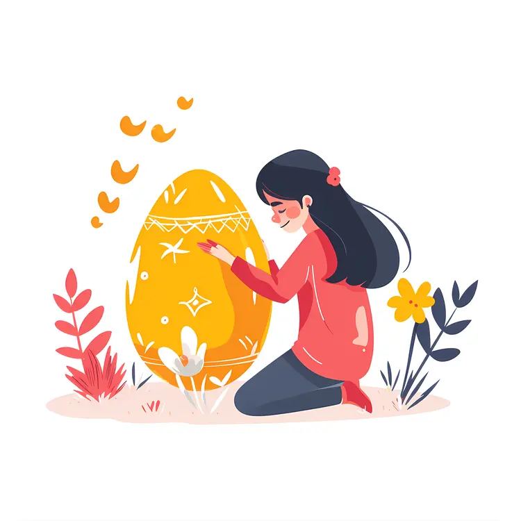 Girl Painting Easter Egg