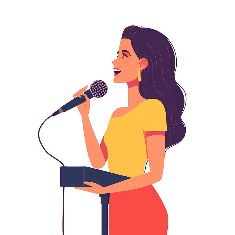 Woman Giving a Speech at Podium