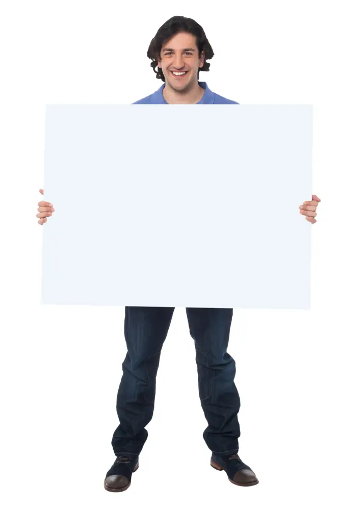 Man Holding Blank Sign