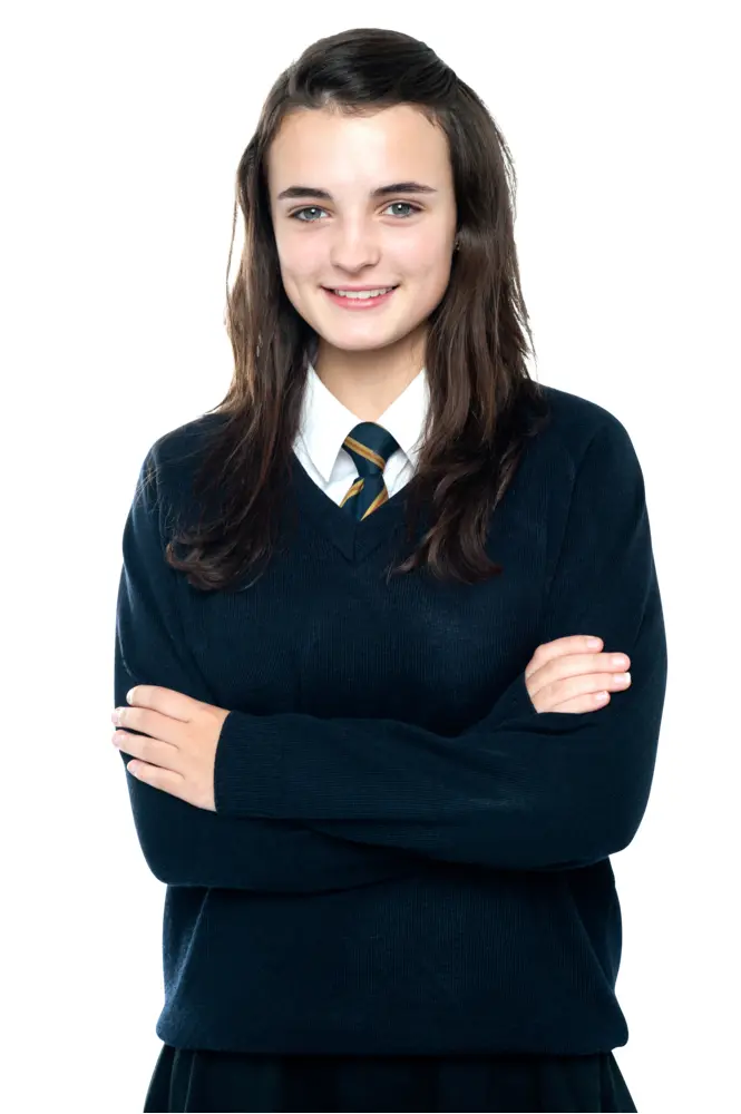Smiling Girl in School Uniform