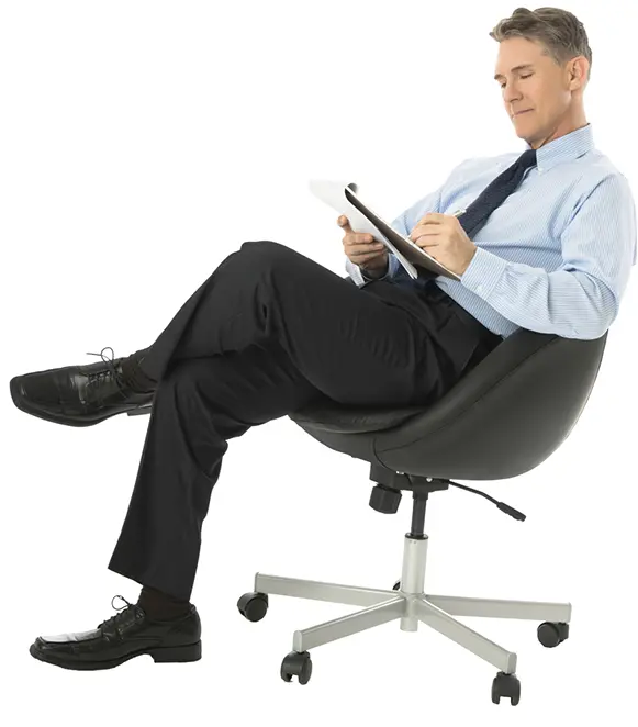 Businessman Sitting on Chair with Tablet