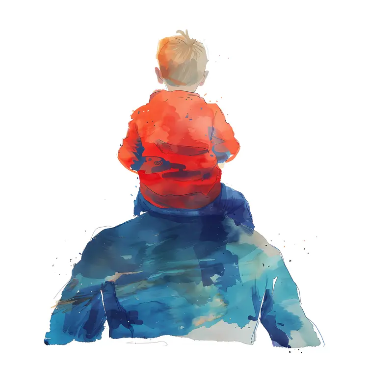 Father and Child Watercolor Illustration