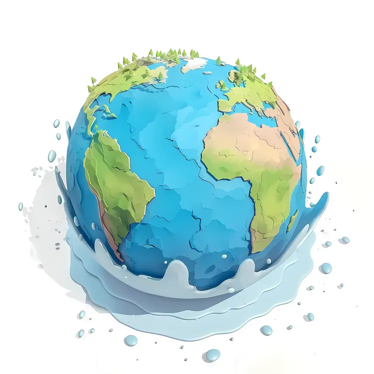 Earth with Water Splash Illustration