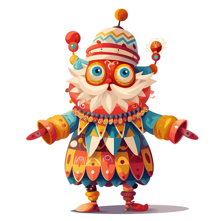 Colorful Character with Glasses and Beard