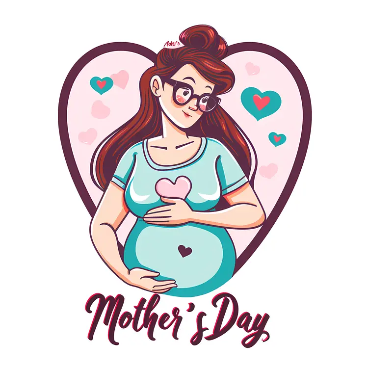 Mother's Day Illustration with Pregnant Woman