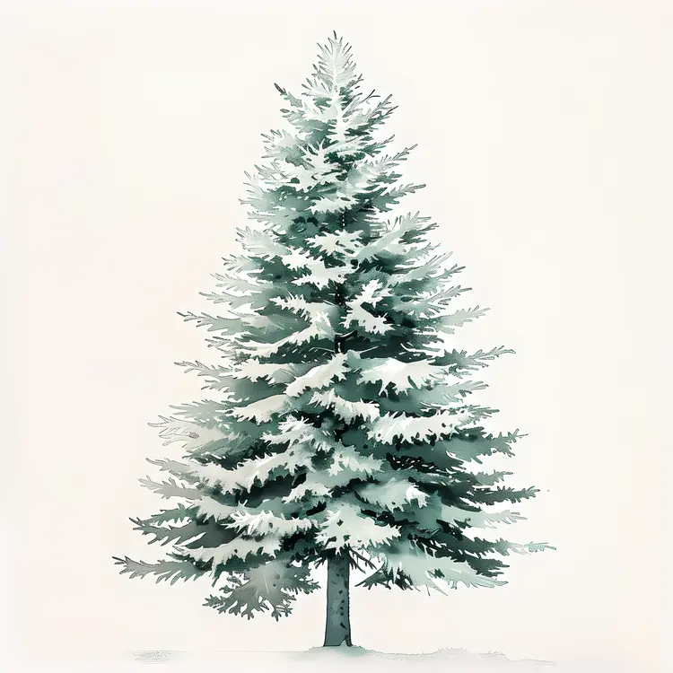 Snow-Covered Pine Tree Illustration