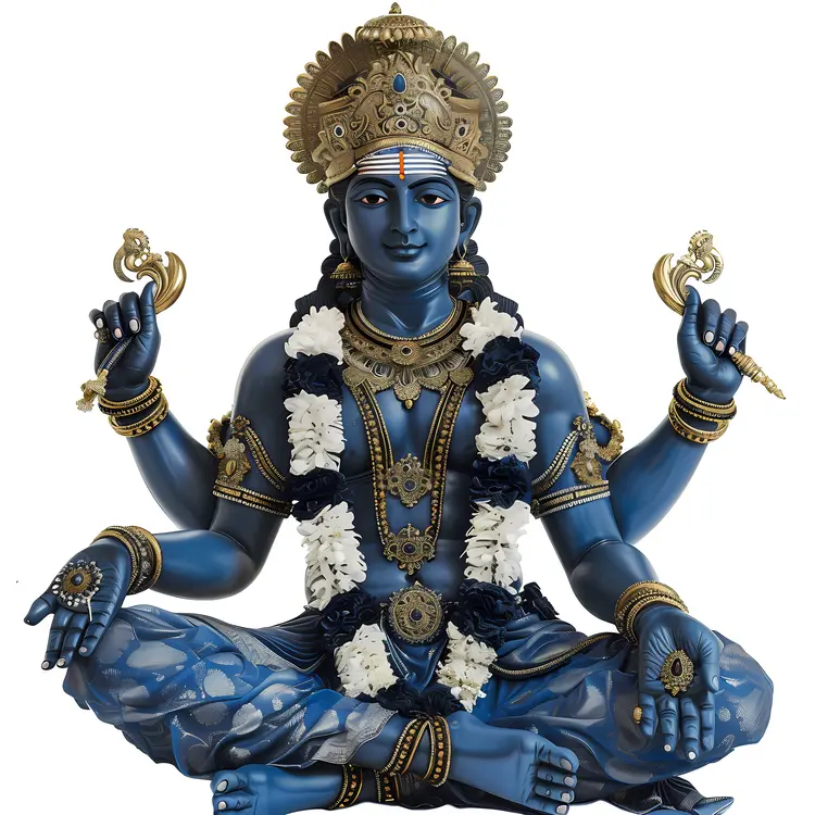 Blue Hindu Deity Statue
