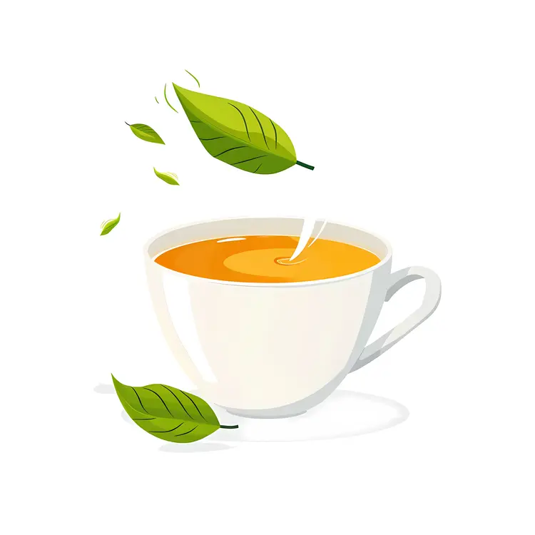 White Cup with Tea and Leaves