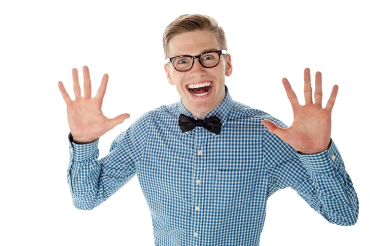 Happy Man with Glasses and Bow Tie