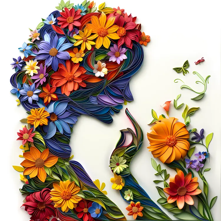 Woman with Colorful Flowers