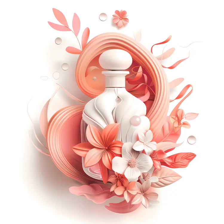 Elegant White Perfume Bottle with Floral Design