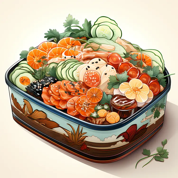 Colorful Bento Box with Vegetables and Fruits