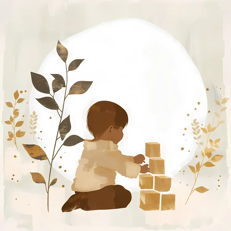Child Playing with Blocks in Nature