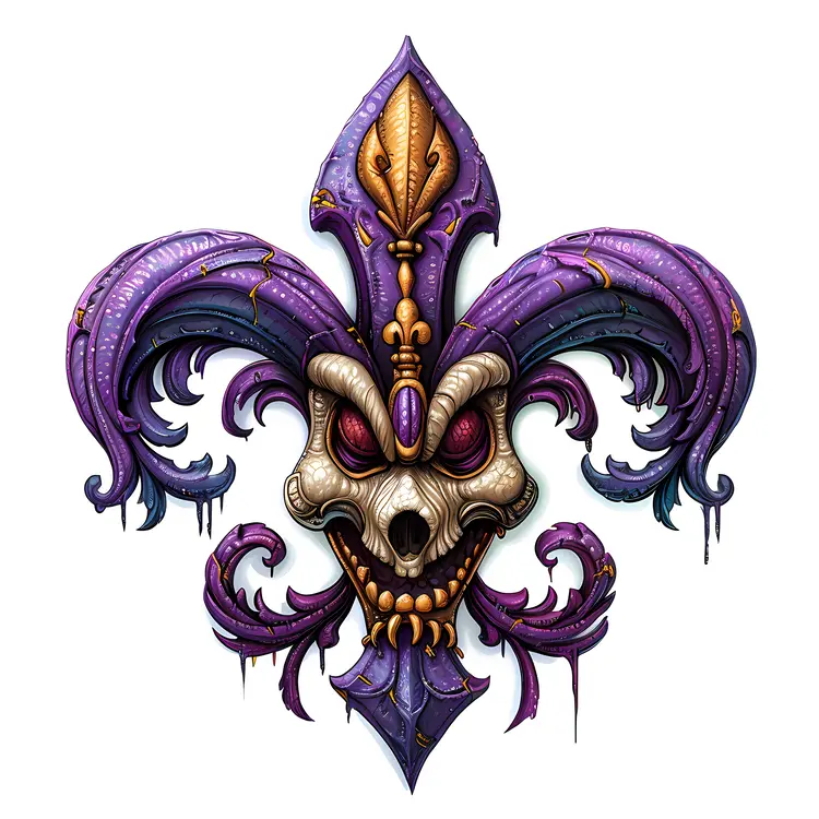 Gothic Fleur-de-lis with Skull