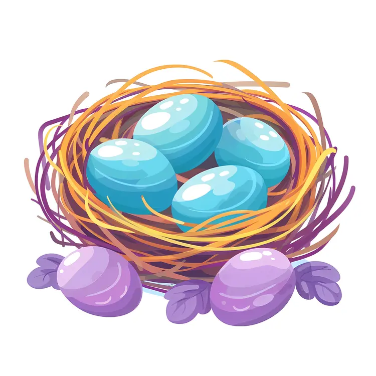 Blue Bird Eggs in Nest