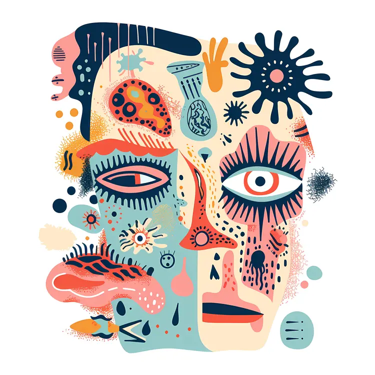Surreal Face with Elements Illustration