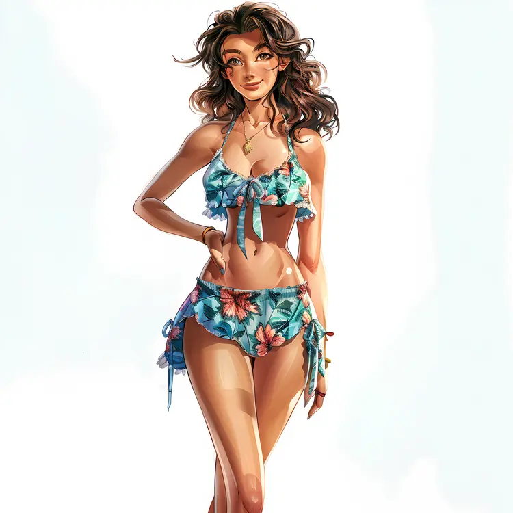 Stylish Woman in Floral Bikini