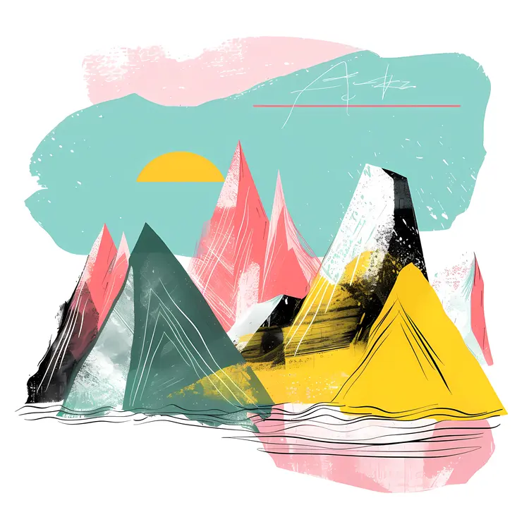 Colorful Abstract Mountain Landscape