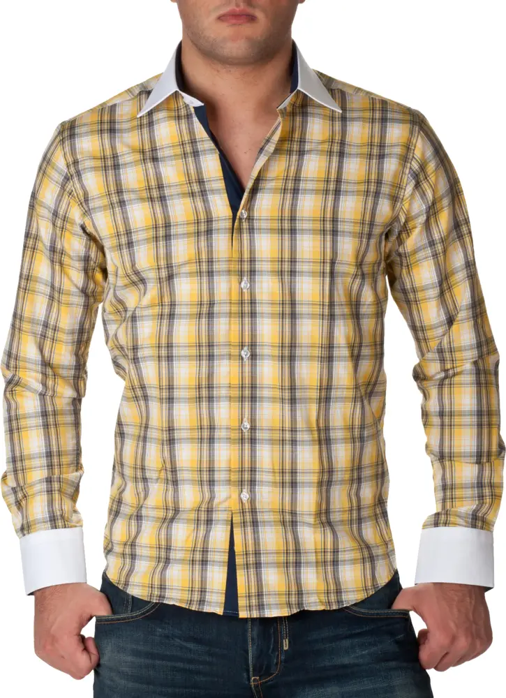 Yellow Plaid Shirt from Front