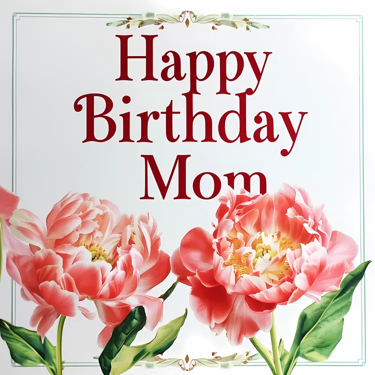 Happy Birthday Mom Card with Peonies