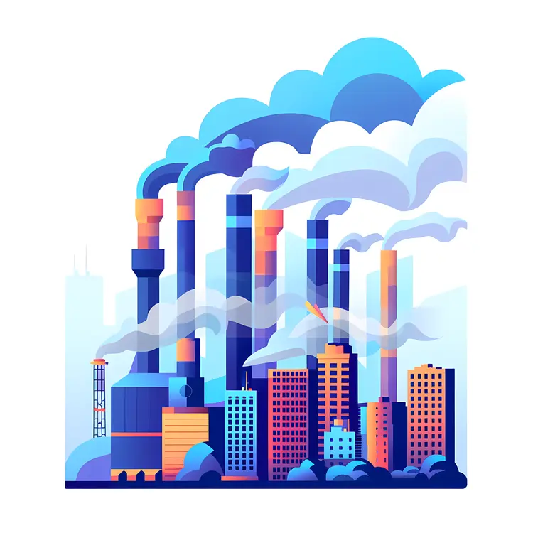 Urban Factory Emitting Smoke