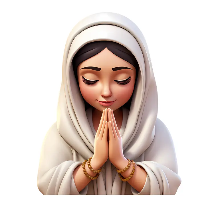 Praying Woman in White Hijab