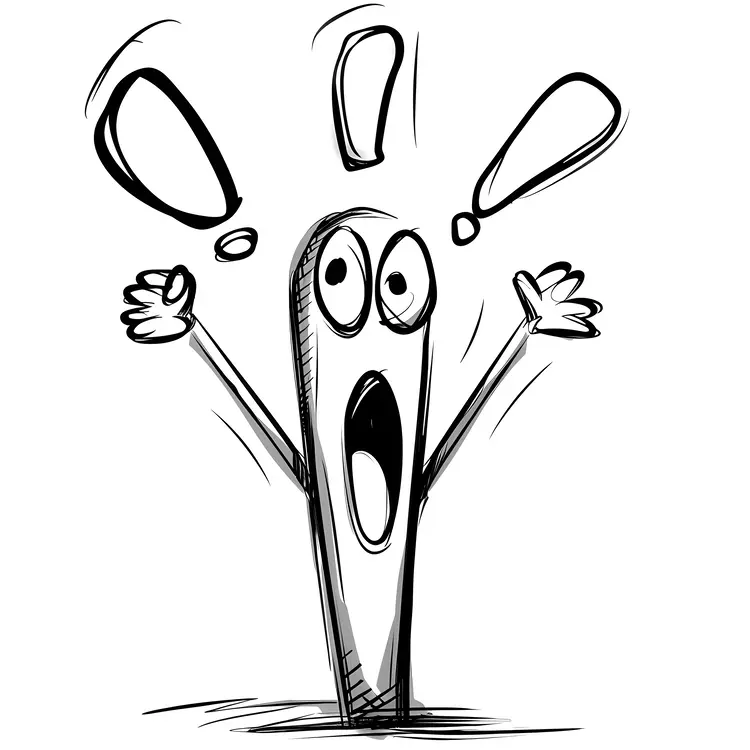 Cartoon Exclamation Mark with Surprised Expression