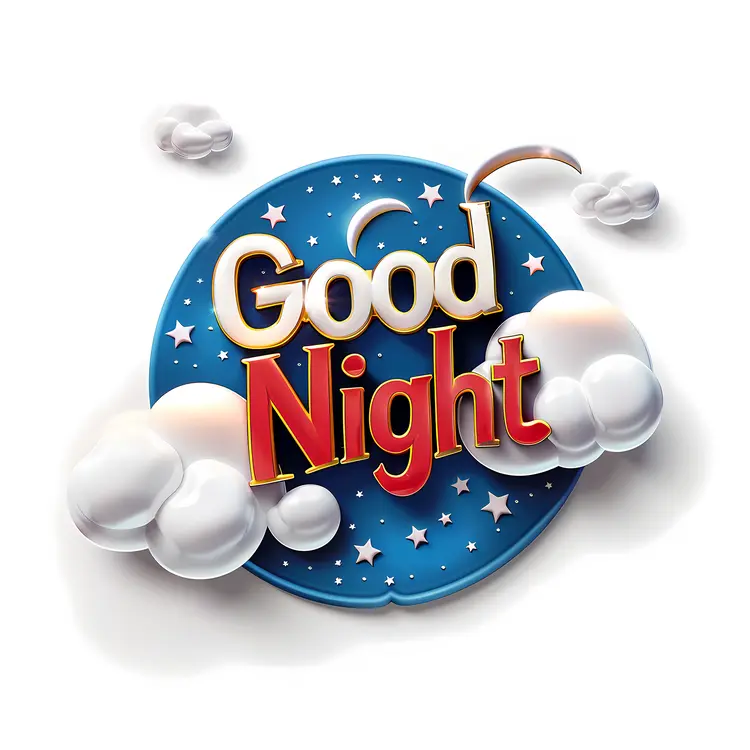 Good Night Text with Clouds Illustration