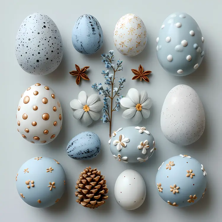 Artistic Decorated Eggs with Floral Patterns