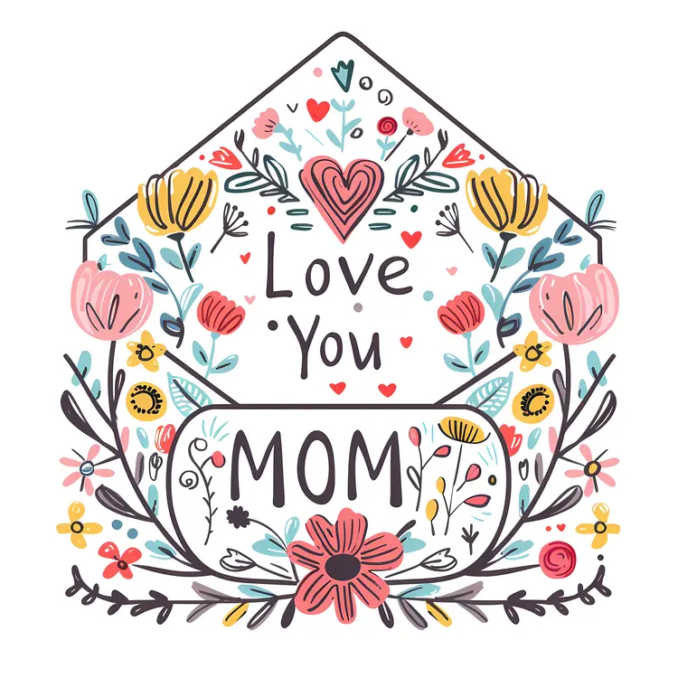 Love You Mom Floral Greeting Card