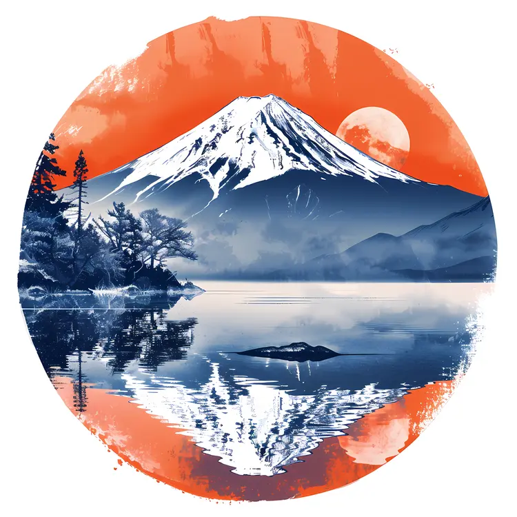 Scenic Snow-Capped Mountain Reflection at Sunset