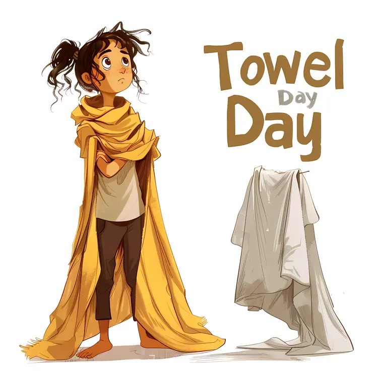 Happy Girl Celebrating Towel Day