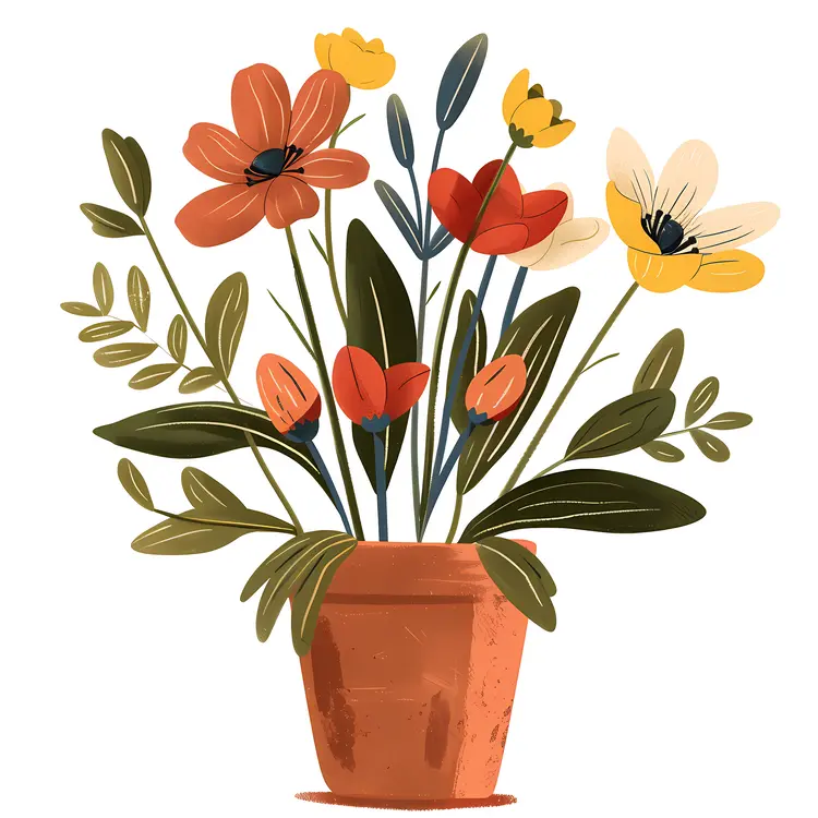 Colorful Flowers in a Pot