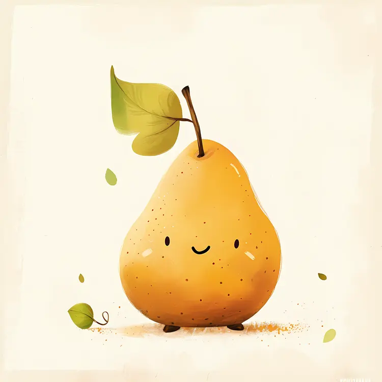 Happy Yellow Pear with Leaf