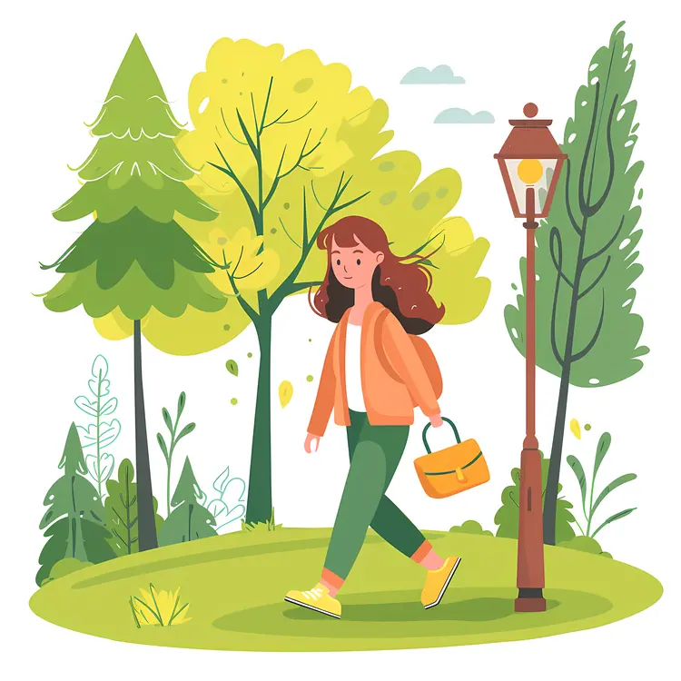 Woman Walking in a Park