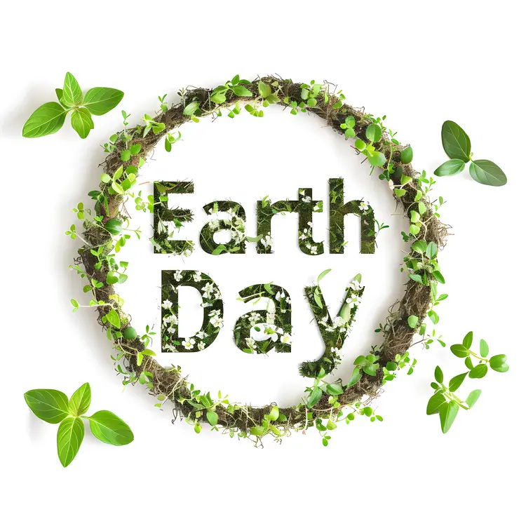 Earth Day Wreath with Green Leaves