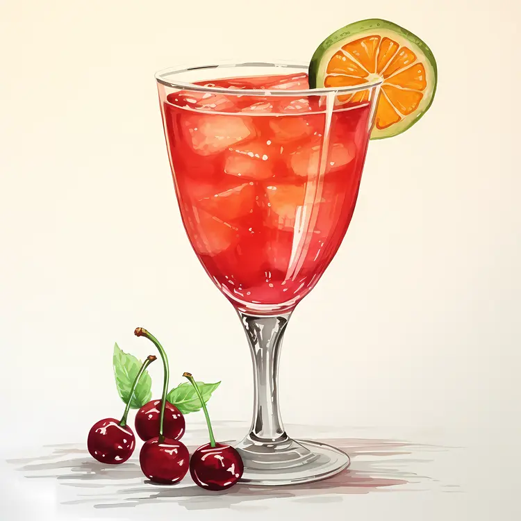 Cherry Lime Cocktail with Ice