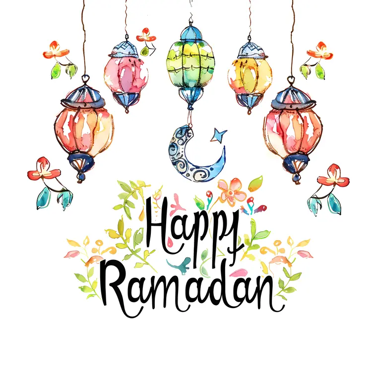 Lanterns Happy Ramadan Greeting