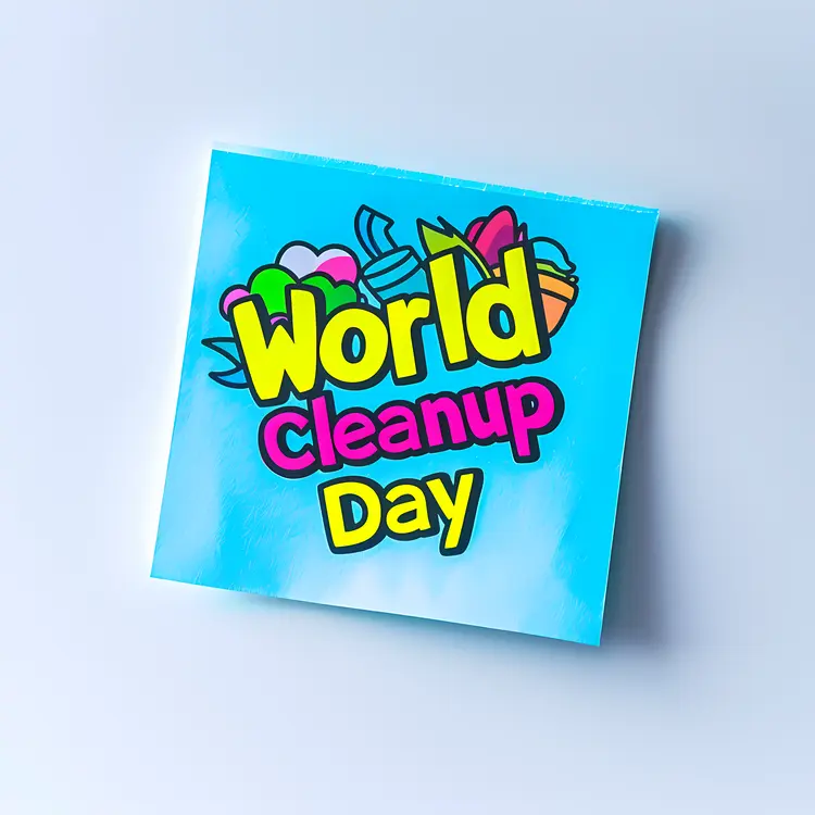 Colorful World Cleanup Day Sticky Note