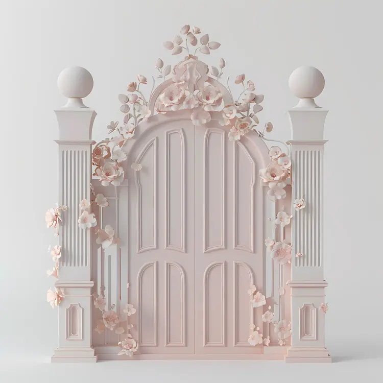 Elegant Decorative Gate with Pink Flowers