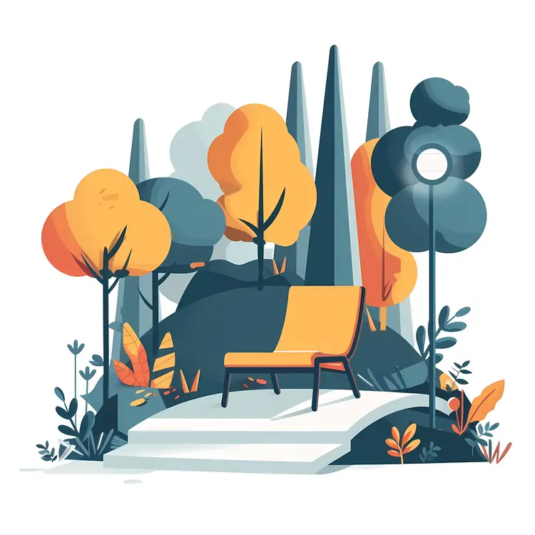 Colorful Park Bench in Scenic Nature